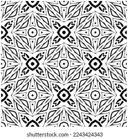 Vector pattern in geometric ornamental style. Black and white pattern.