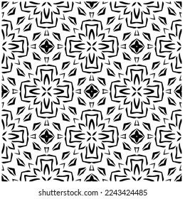 Vector pattern in geometric ornamental style. Black and white pattern.