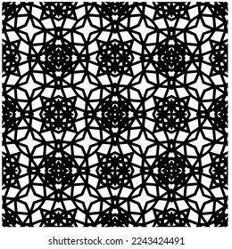 Vector pattern in geometric ornamental style. Black and white pattern.