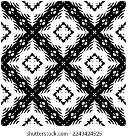 Vector pattern in geometric ornamental style. Black and white pattern.