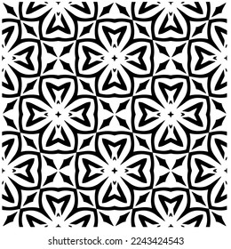 Vector pattern in geometric ornamental style. Black and white pattern.