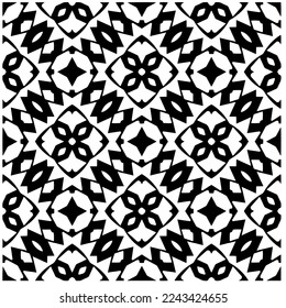 Vector pattern in geometric ornamental style. Black and white pattern.