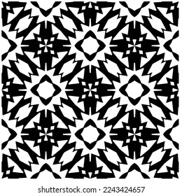 Vector pattern in geometric ornamental style. Black and white pattern.