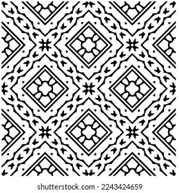 Vector pattern in geometric ornamental style. Black and white pattern.