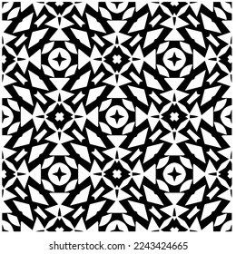 Vector pattern in geometric ornamental style. Black and white pattern.