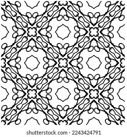 Vector pattern in geometric ornamental style. Black and white pattern.