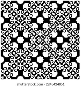 Vector pattern in geometric ornamental style. Black and white pattern.