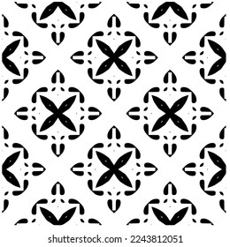 Vector pattern in geometric ornamental style. Black and white color.Seamless pattern.