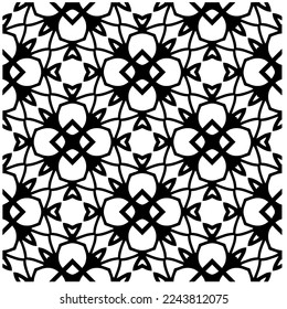 Vector pattern in geometric ornamental style. Black and white color.Seamless pattern.