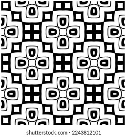 Vector pattern in geometric ornamental style. Black and white color.Seamless pattern.