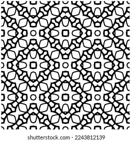 Vector pattern in geometric ornamental style. Black and white color.Seamless pattern.