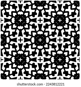 Vector pattern in geometric ornamental style. Black and white color.Seamless pattern.