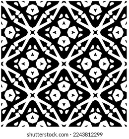 Vector pattern in geometric ornamental style. Black and white color.Seamless pattern.