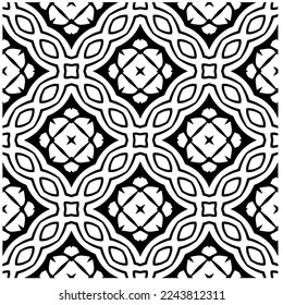 Vector pattern in geometric ornamental style. Black and white color.Seamless pattern.