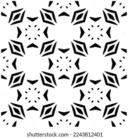 Vector pattern in geometric ornamental style. Black and white color.Seamless pattern.