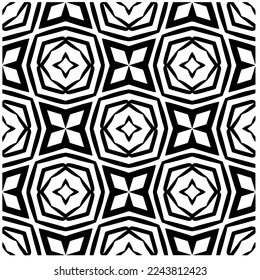 Vector pattern in geometric ornamental style. Black and white color.Seamless pattern.