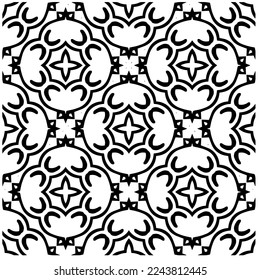 Vector pattern in geometric ornamental style. Black and white color.Seamless pattern.