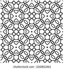Vector pattern in geometric ornamental style. Black and white color.Seamless pattern.