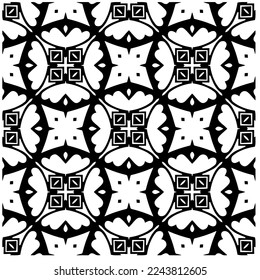 Vector pattern in geometric ornamental style. Black and white color.Seamless pattern.