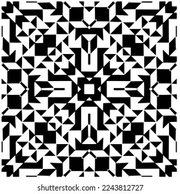 Vector pattern in geometric ornamental style. Black and white color.Seamless pattern.