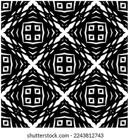 Vector pattern in geometric ornamental style. Black and white color.Seamless pattern.