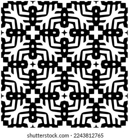 Vector pattern in geometric ornamental style. Black and white color.Seamless pattern.