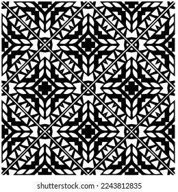 Vector pattern in geometric ornamental style. Black and white color.Seamless pattern.