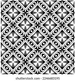 Vector pattern in geometric ornamental style. Black and white color.Seamless pattern.