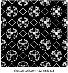 Vector pattern in geometric ornamental style. Black and white color.Seamless pattern.