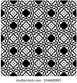 Vector pattern in geometric ornamental style. Black and white color.Seamless pattern.