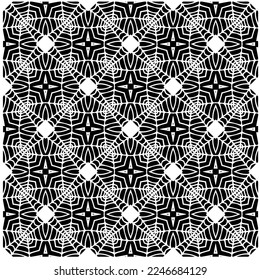 Vector pattern in geometric ornamental style. Black and white color.Seamless pattern.