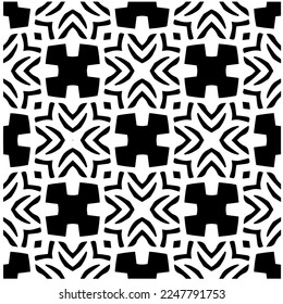 Vector pattern in geometric ornamental style. Black and white color.Seamless pattern.