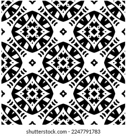 Vector pattern in geometric ornamental style. Black and white color.Seamless pattern.