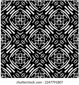 Patrón vectorial en estilo ornamental geométrico. Color blanco y negro.Patrón sin foco.