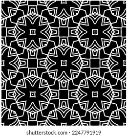 Vector pattern in geometric ornamental style. Black and white color.Seamless pattern.