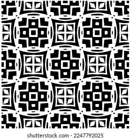 Vector pattern in geometric ornamental style. Black and white color.Seamless pattern.