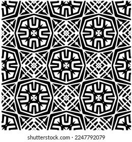 Vector pattern in geometric ornamental style. Black and white color.Seamless pattern.