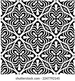 Vector pattern in geometric ornamental style. Black and white color.Seamless pattern.