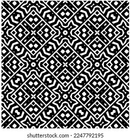 Vector pattern in geometric ornamental style. Black and white color.Seamless pattern.