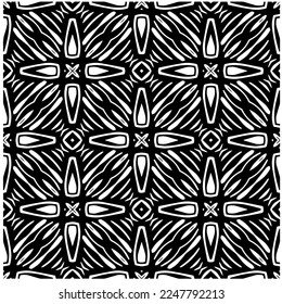 Vector pattern in geometric ornamental style. Black and white color.Seamless pattern.