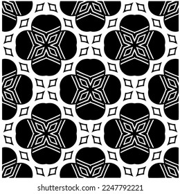 Vector pattern in geometric ornamental style. Black and white color.Seamless pattern.