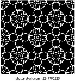Vector pattern in geometric ornamental style. Black and white color.Seamless pattern.