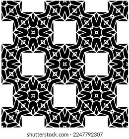 Vector pattern in geometric ornamental style. Black and white color.Seamless pattern.