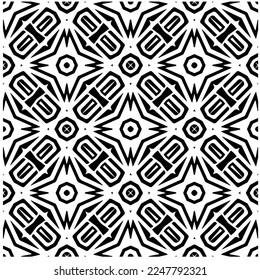 Vector pattern in geometric ornamental style. Black and white color.Seamless pattern.