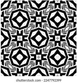 Vector pattern in geometric ornamental style. Black and white color.Seamless pattern.