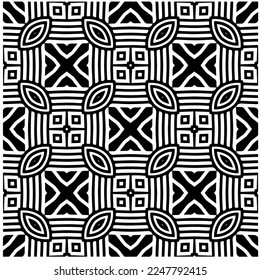 Vector pattern in geometric ornamental style. Black and white color.Seamless pattern.