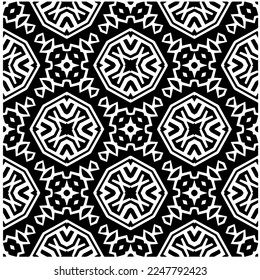 Vector pattern in geometric ornamental style. Black and white color.Seamless pattern.