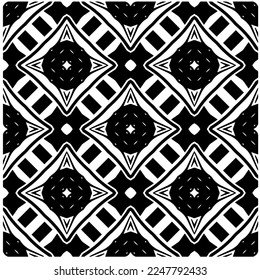 Vector pattern in geometric ornamental style. Black and white color.Seamless pattern.