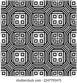 Vector pattern in geometric ornamental style. Black and white color.Seamless pattern.
