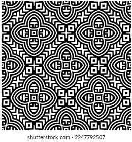 Vector pattern in geometric ornamental style. Black and white color.Seamless pattern.